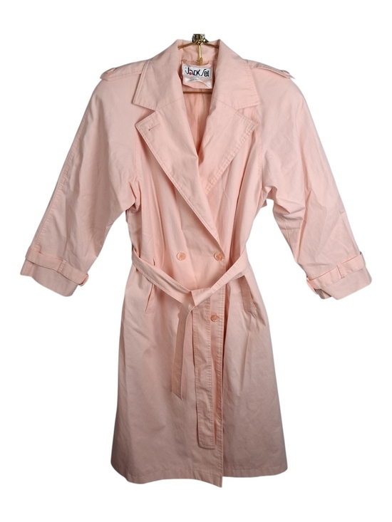 The Jack Set Jackets & Blazers - Vtg The Jack Set Trench Coat S Peach Double Breasted Belted 80s Rain Jacket Wmns